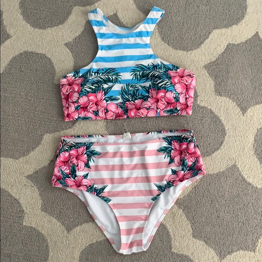 High Waisted Racerback Bikini Set